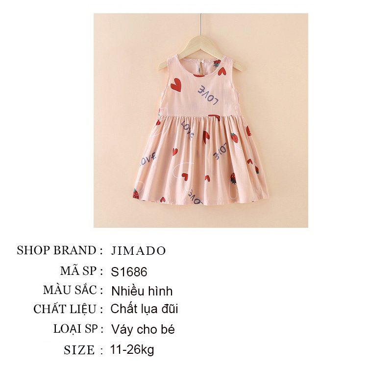 Váy đầm bé gái chất lụa đũi thoáng mát thấm hút tốt không nhăn nhiều màu xinh xắn hàng Quảng Châu JIMADO S1686