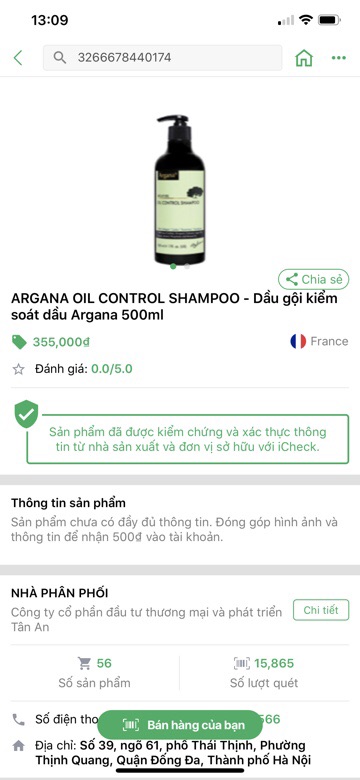 ✅[ Argana ] Dầu Gội Dầu Xả Argana Kiểm Soát Dầu 500ML Chính Hãng Mẫu 2019