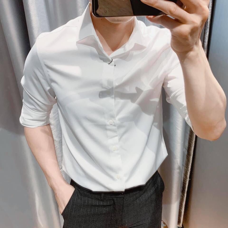 Áo sơ mi nam trắng trơn vải chống nhăn cao cấp form slimfit KSTORE SMDTDFMDTK1 | BigBuy360 - bigbuy360.vn