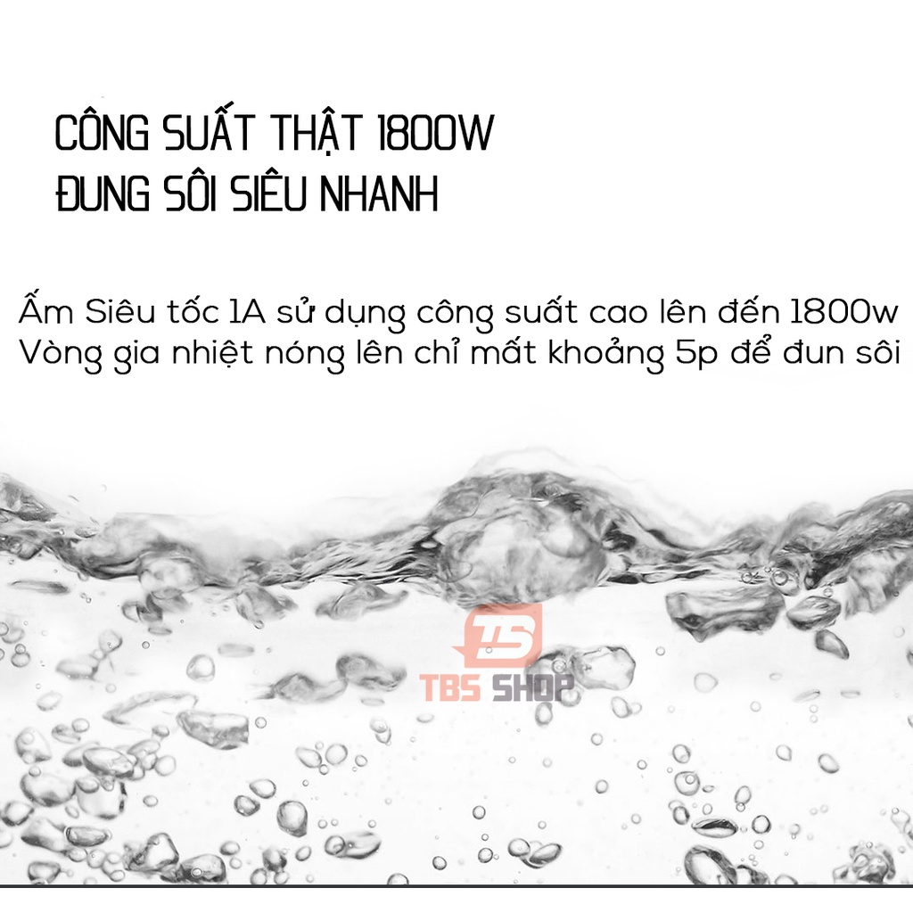 Ấm siêu tốc xiaomi inox 304 dung tích 1.5l 1800w hàng chính hãng