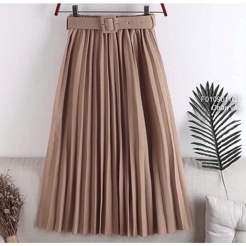 Chân Váy dài mi di gấp ly phối nịt eo TT0109