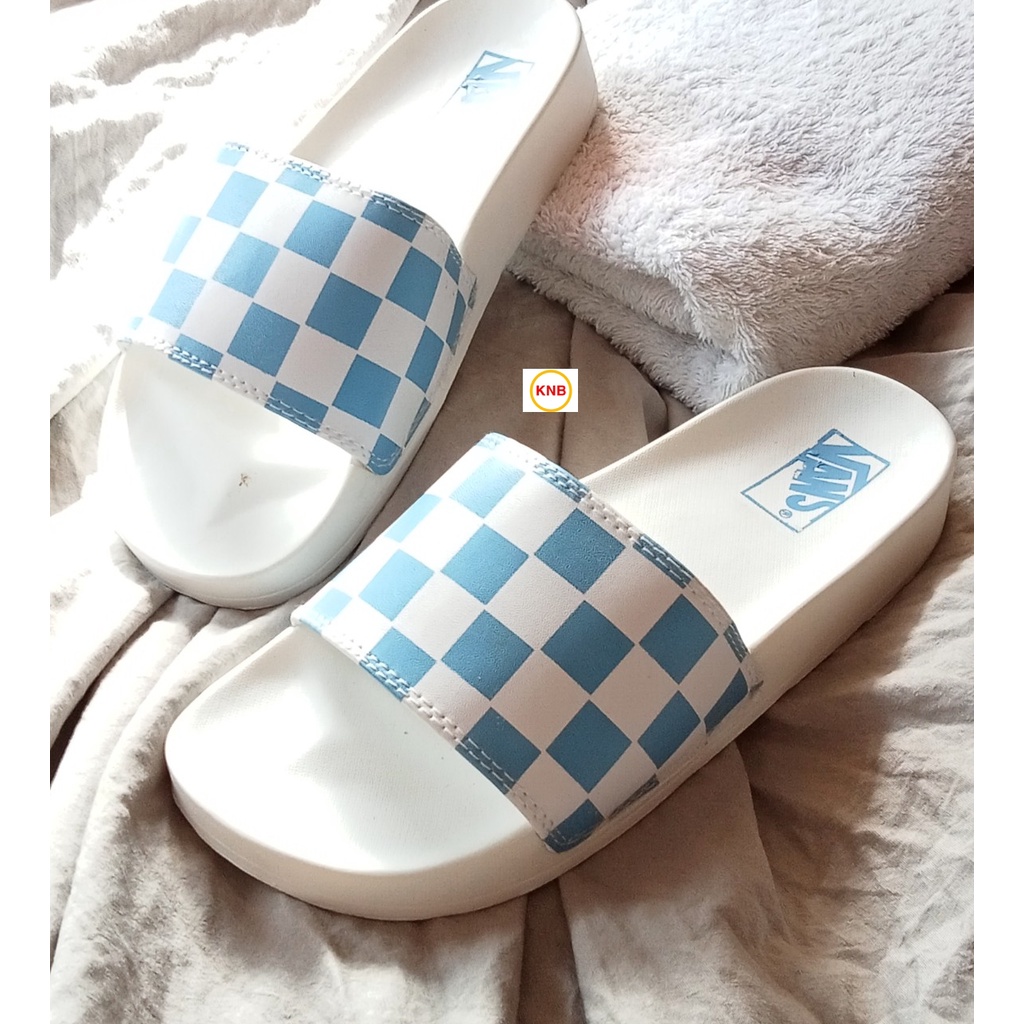 Dép unisex 𝐌.𝐋.𝐁 𝐕𝐀𝐍𝐒 caro ❤️FREESHIP + Hộp❤️ dép quai ngang thể thao nam nữ caro xanh full hộp thẻ, hàng sẵn