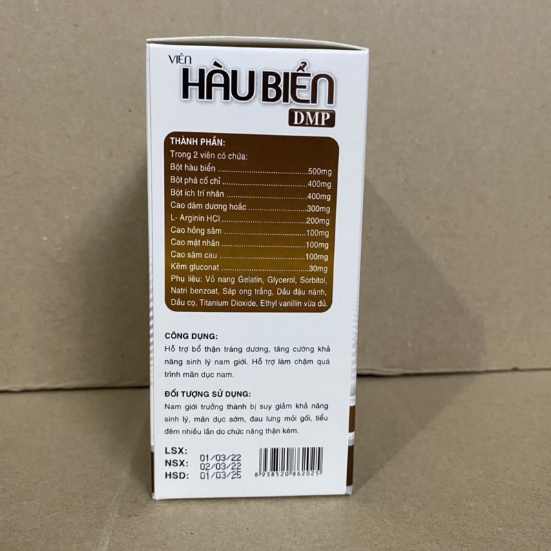 Viên bổ thận HÀU BIỂN DMP - giúp Bổ thận nam ,tráng dương,tăng cường chức năng sinh lý nam giới - Hộp 30 viên