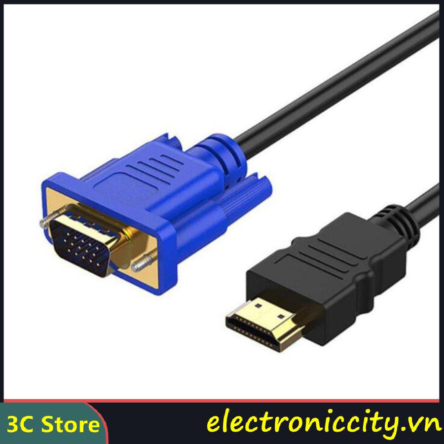 Dây cáp chuyển đổi đầu cắm Mini HDMI sang đầu VGA kèm dây âm thanh 1080P siêu nhỏ