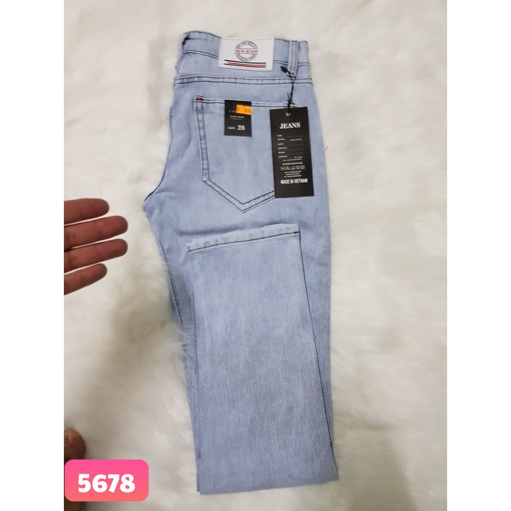 Quần Jean Nam trơn Chất Bò Cào Nhẹ Wash bạc DRAU STORE Cao Cấp MS 5678 TS MON [XẢ KHO HÀNG XƯỞNG] [có hình thật]
