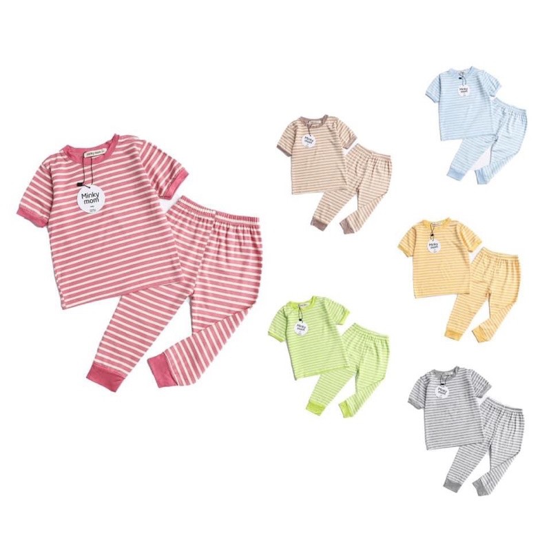 BỘ ÁO CỘC QUẦN DÀI MINKY MOM, KWOO CHẤT THUN LẠNH KẺ CHO BÉ TRAI BÉ GÁI TỪ 1 đến 5 tuổi