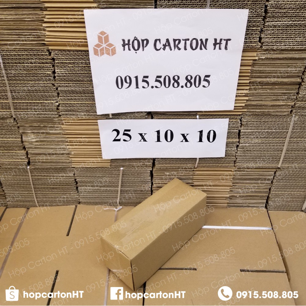 Combo 5 Hộp Carton Gói Hàng 25x10x10 Thùng Giấy Lớn Đựng Hàng Mỹ Phẩm 3 Lớp Dày Dặn - Hộp Carton HT