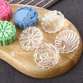Khuôn bánh trung thu 50g 4 mặt tròn trăng rằm (nhựa trong)
