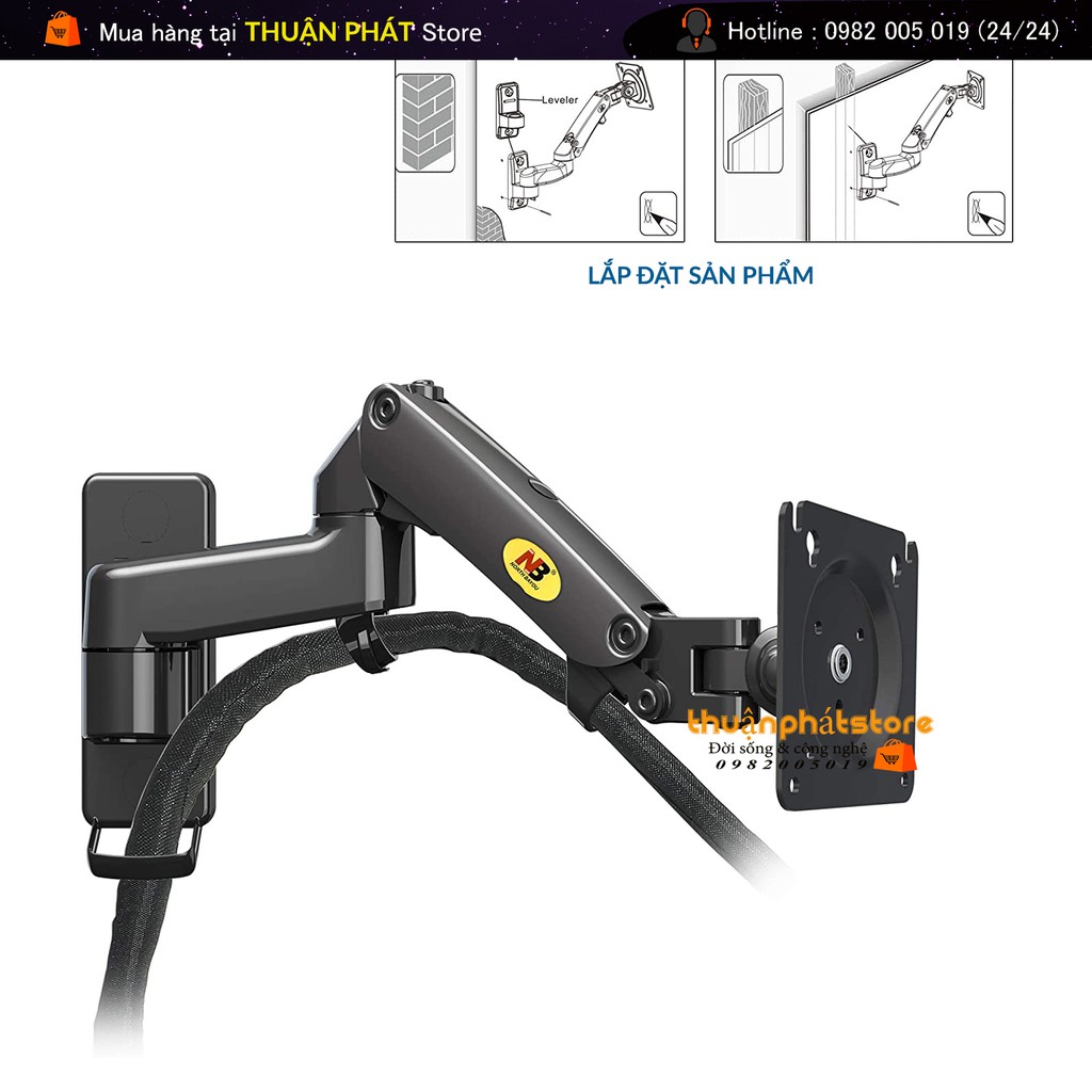 Giá Đỡ Màn Hình NB-F150 Gắn Tường 17-27inch -Tải trọng 2-7Kg - Xoay màn 360độ