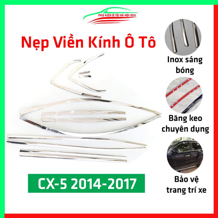 Bộ nẹp viền chân kính cong kính Mazda CX5 CX-5 2014-2017 Inox sáng bóng chuẩn form xe