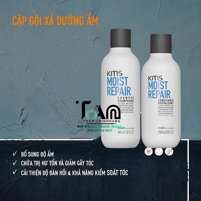 Dầu gội xả kms dưỡng ẩm phục hồi moistrepair 300ml/250ml Kms Chính Hãng