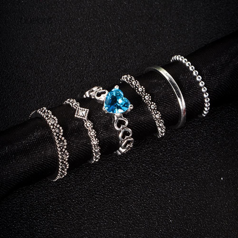 Set 6 Nhẫn Đeo Đốt Ngón Tay Nhiều Kiểu Phối Đá Nhân Tạo Đẹp Mắt Cho Nữ