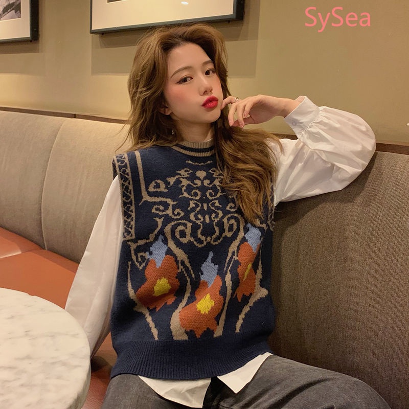 Áo sát nách cổ tròn dáng rộng kiểu Hàn Quốc thời trang mùa thu cho nữ | BigBuy360 - bigbuy360.vn