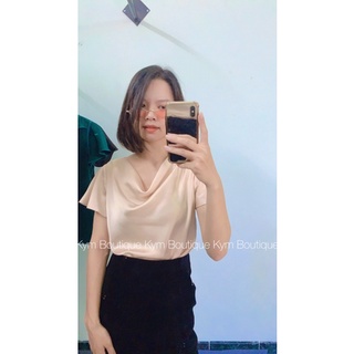 áo lụa cổ đổ tay cánh tiên