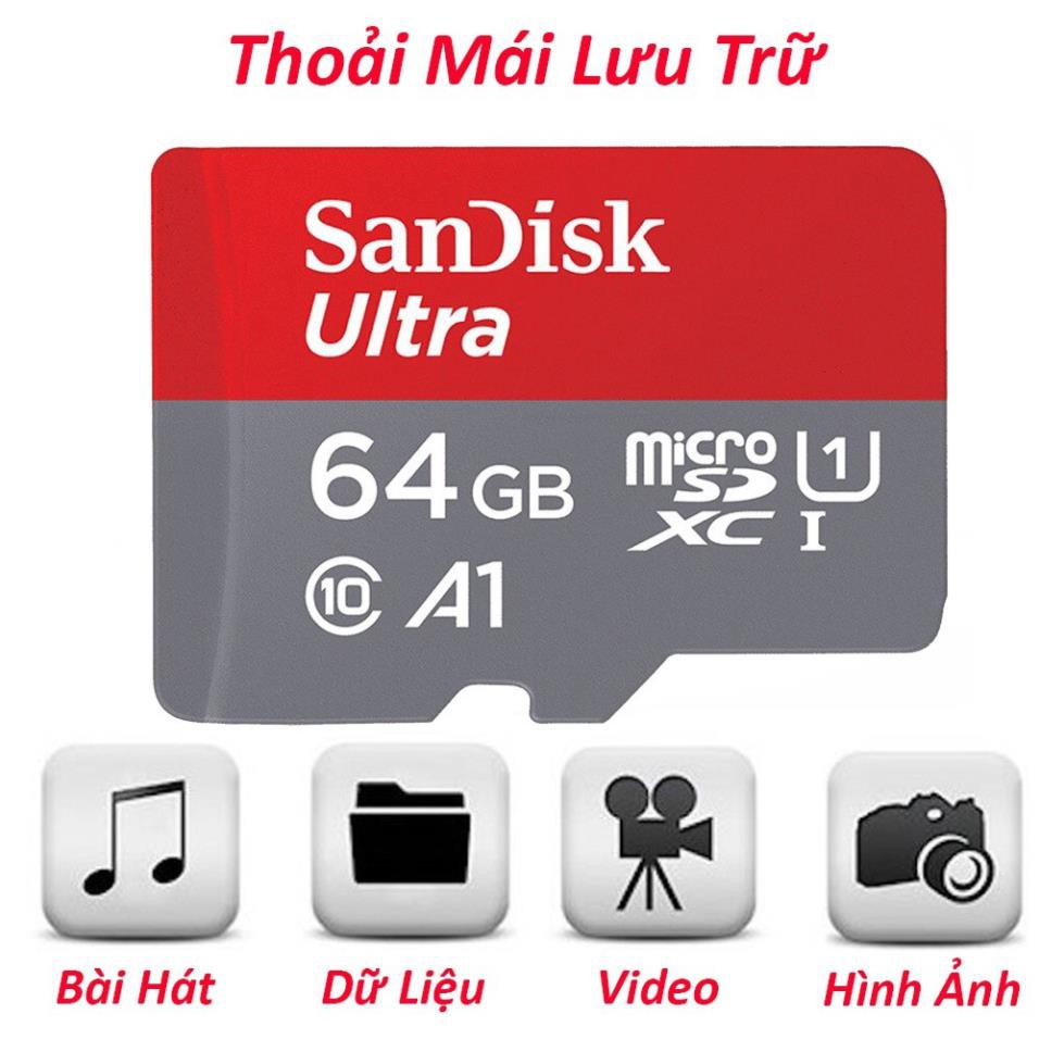 Thẻ Nhớ SanDisk MicroSDHC 64GB/32GB/16GB/8GB/4GB Ultra Tốc Độ Cực Nhanh 98 MB/S