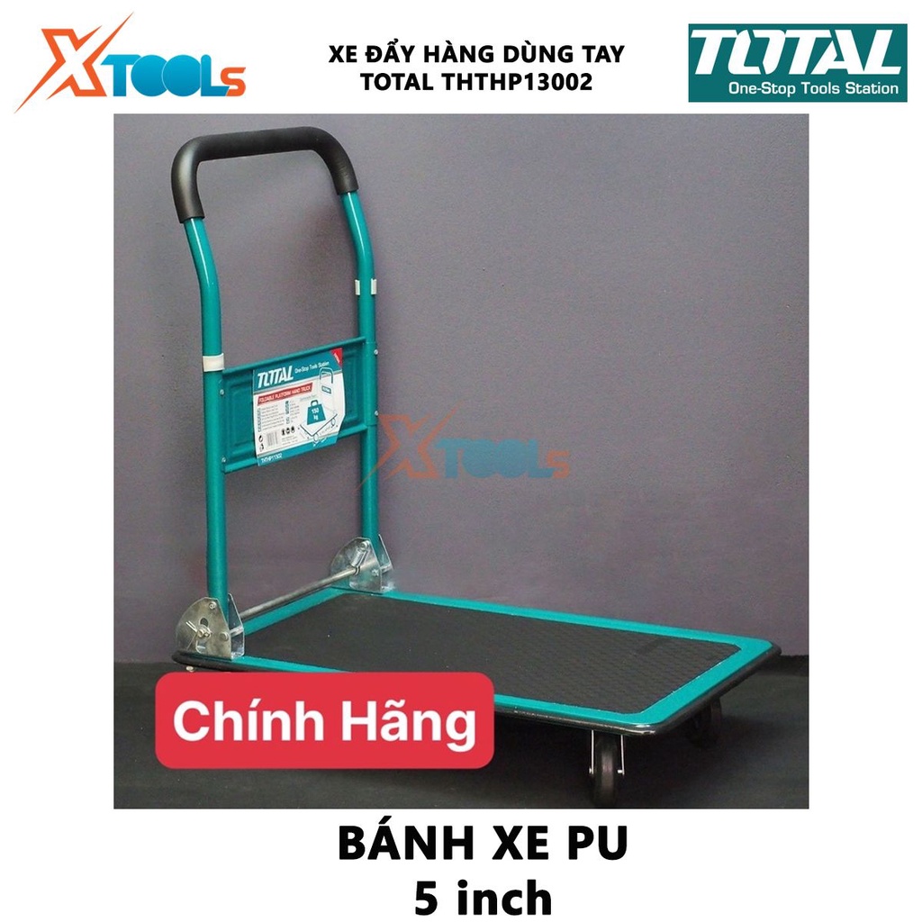 Xe đẩy hàng TOTAL THTHP13002 Xe đẩy hàng gấp gọn Khả năng tải 300kg Bánh xe PU kích thước 5 inch Kích thước mặt sàn 907X