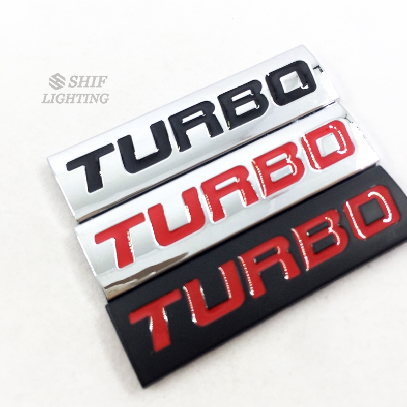 Decal kim loại họa tiết chữ TURBO trang trí đuôi xe ô tô