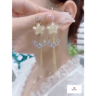 Đôi khuyên tai dài đính đá opal thời trang cho nữ