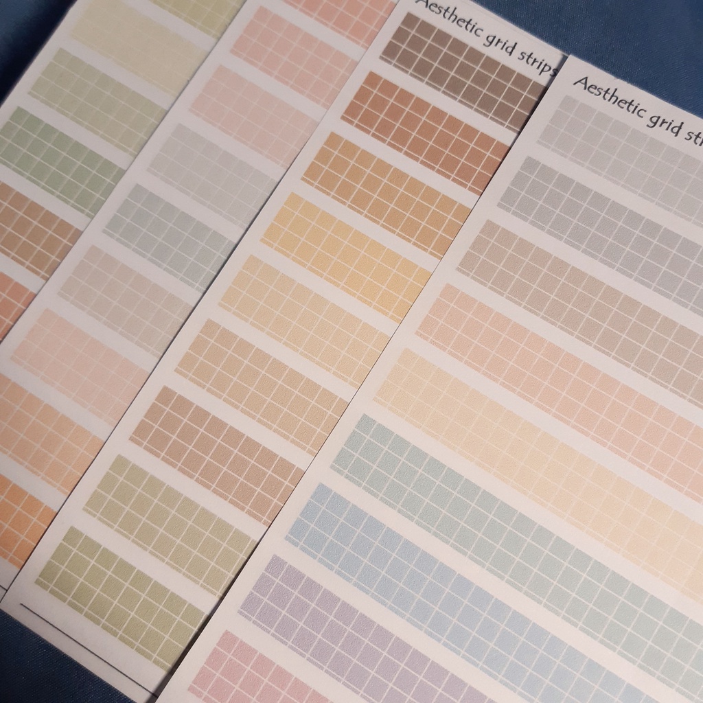 Bộ sticker đường kẻ caro màu pastel dùng trang trí sổ nhật ký, planner, bullet journal