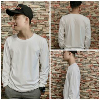 Áo Thun Trắng Trơn Nam Tay Dài thu đông (ảnh thật)