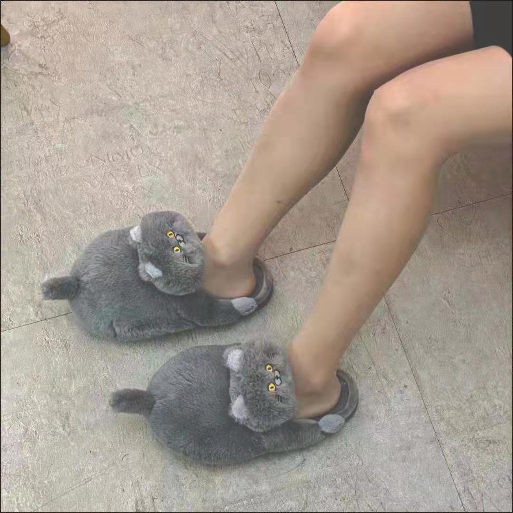 Dép bông đi trong nhà hình con mèo dễ thương cho nam nữ FREESIZE hàng có sẵn VY01