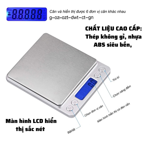 Cân Tiểu Ly mini điện tử định lượng 0.1g - 3kg độ chính xác cao Làm Bánh Cân tiểu li nhà bếp nhỏ gọn tiện lợi