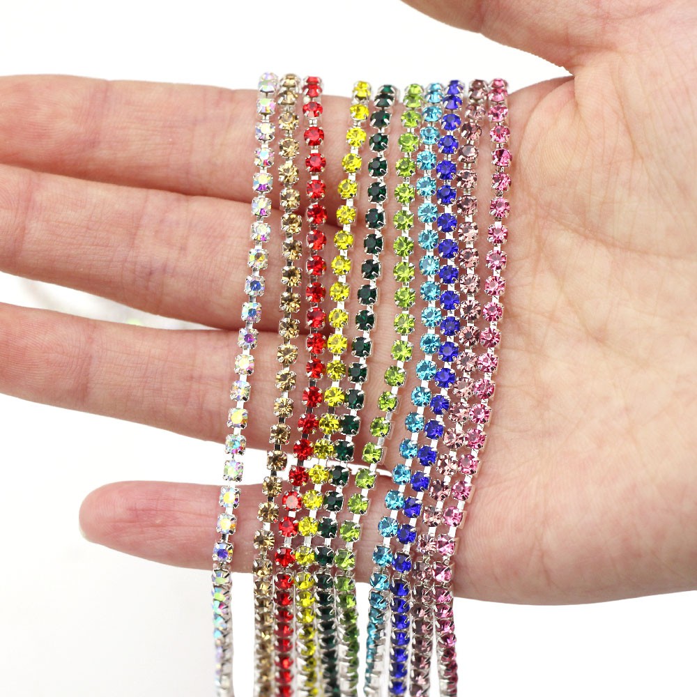 Chuỗi dây đá giả dìa 1 yard nhiều màu sắc tùy chọn làm đồ trang sức