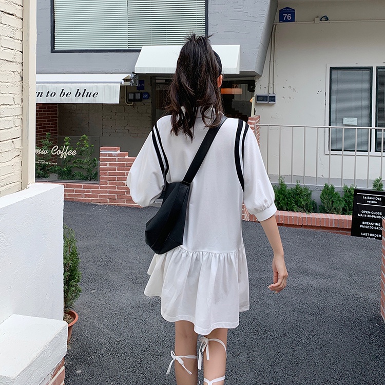 Đầm suông PERTY cổ polo phong cách Hàn Quốc cho nữ