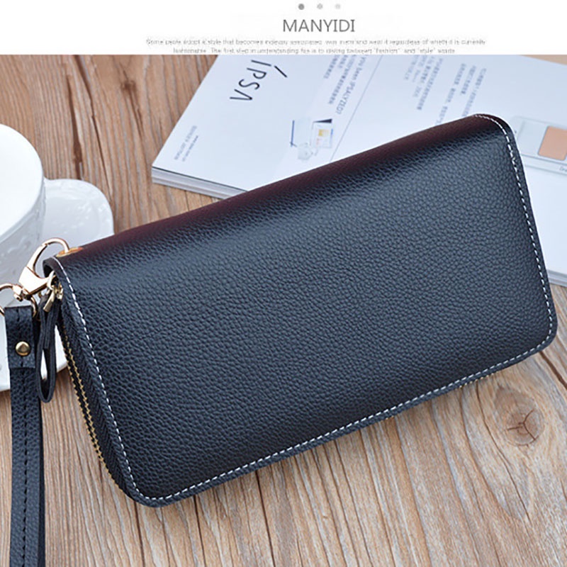 Bóp ví dài nữ cầm tay kiểu dáng Hàn Quốc màu sắc tương phản thời trang hai khóa kéo cao cấp MSP Y-7002