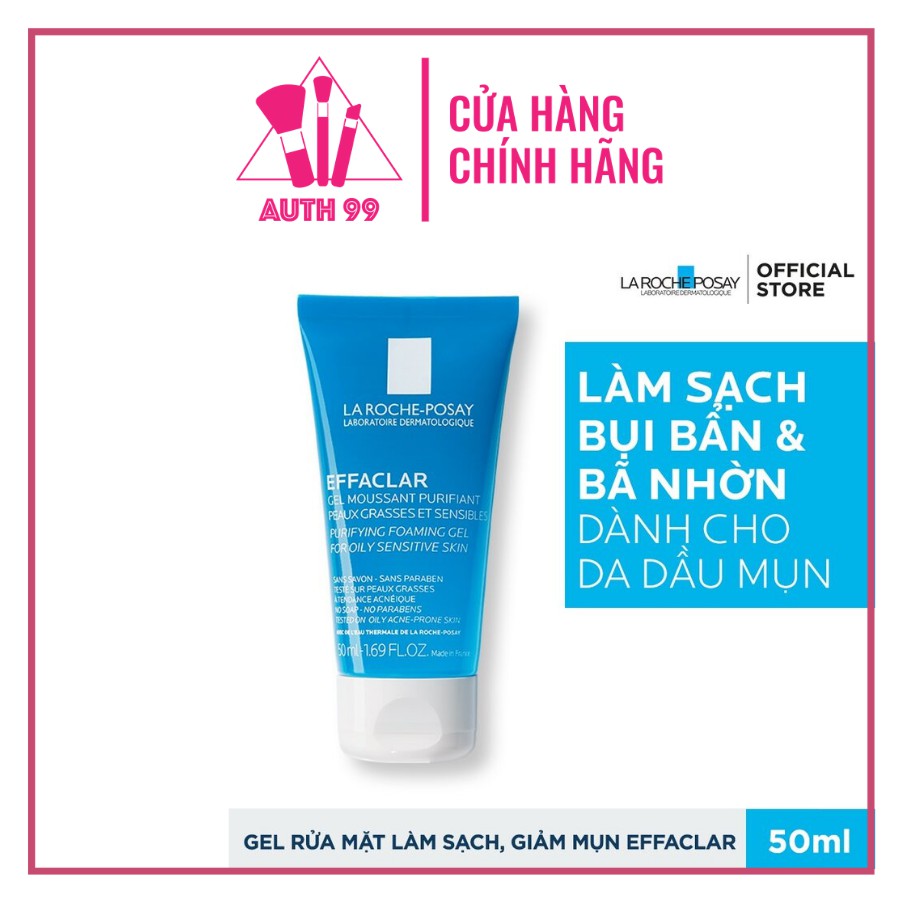 [50ml] Sữa Rửa Mặt Cho Da Dầu Mụn, Nhạy Cảm - La Roche - Posay Effaclar Purifying Foaming Gel Cleanser 4.9