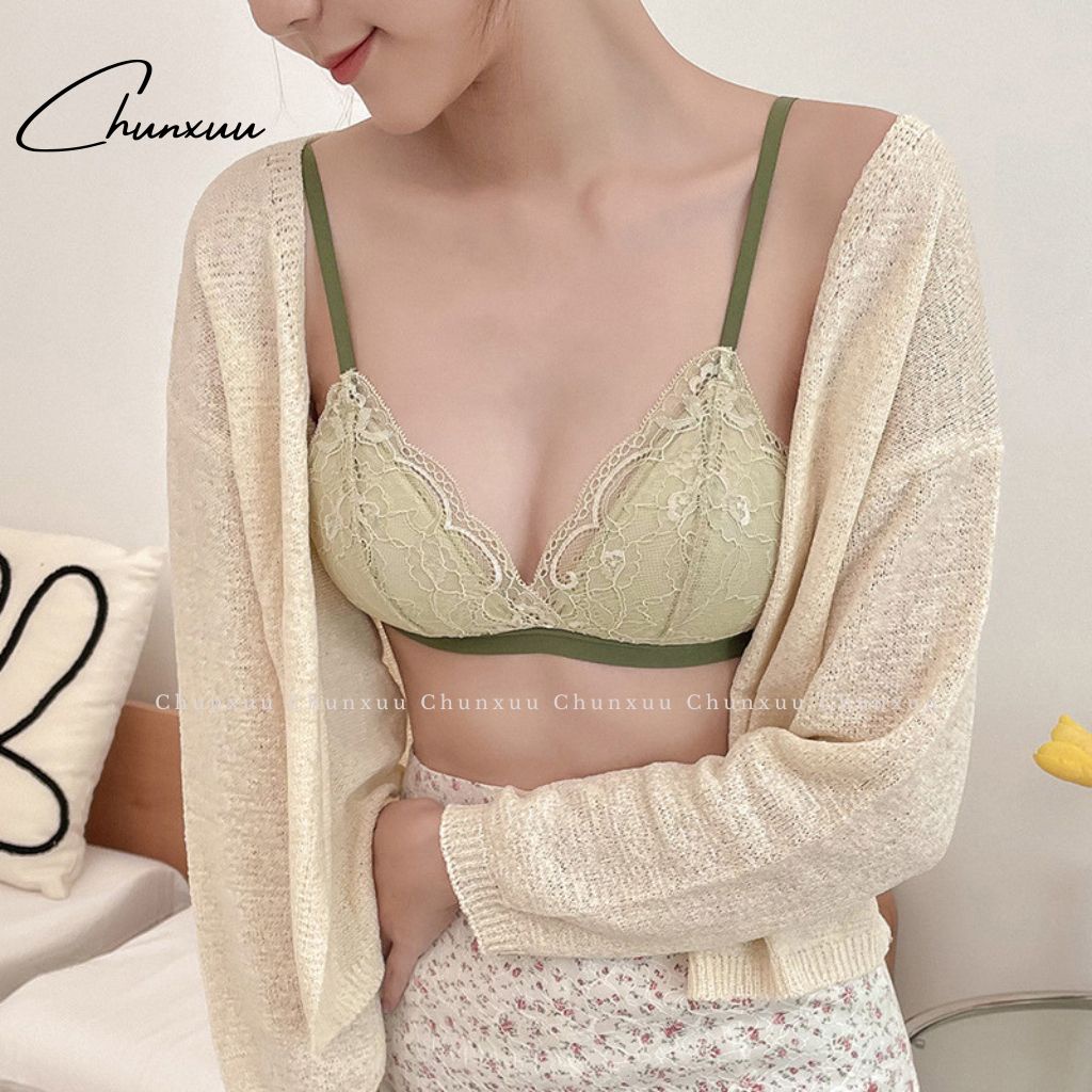 Áo lót ren nữ CHUNXUU không gọng đệm mỏng ôm ngực, phối ren hoa gợi cảm - AV33