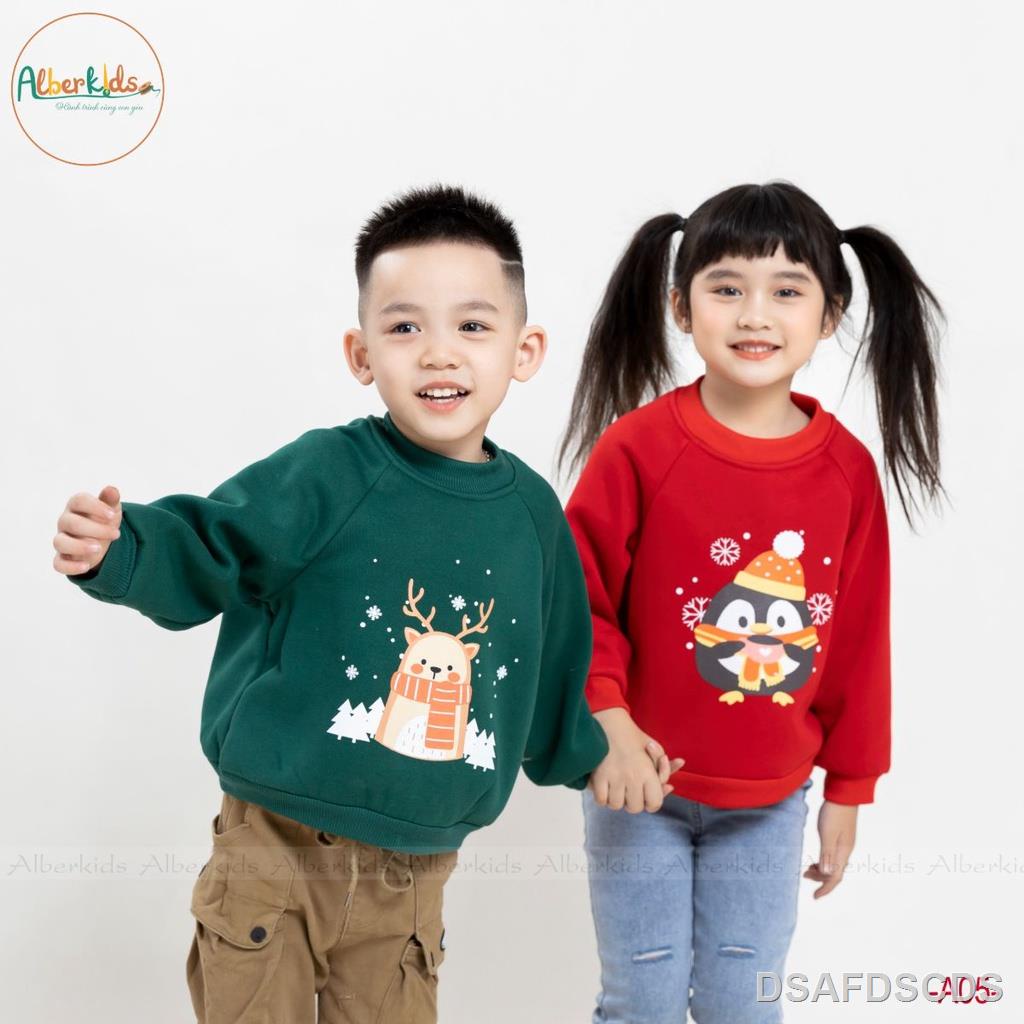 ☽Áo nỉ in hình noel bé trai, bé gái ALBERKIDS thu đông cho trẻ em 2,3,4,5,6,7,8,9,10,11,12 tuổi [A05]