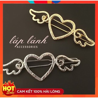[Có sẵn] KẸP MÁI KIM LOẠI HÌNH THIÊN THẦN TÌNH YÊU TRÁI TIM ĐÔI CÁNH PHONG CÁCH HÀN QUỐC KM06