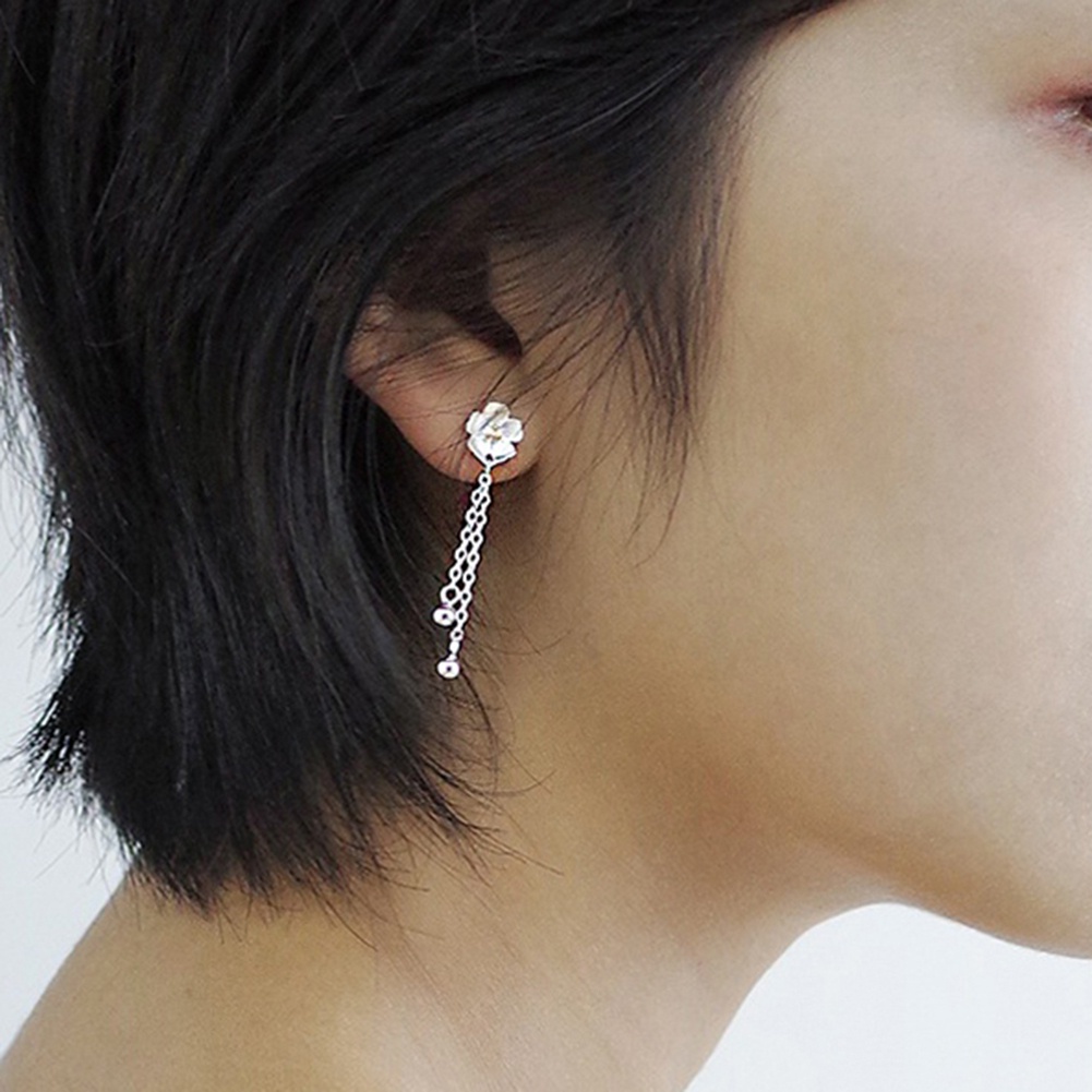 Khuyên tai hoa dáng dài tua rua thanh lịch cho nữ