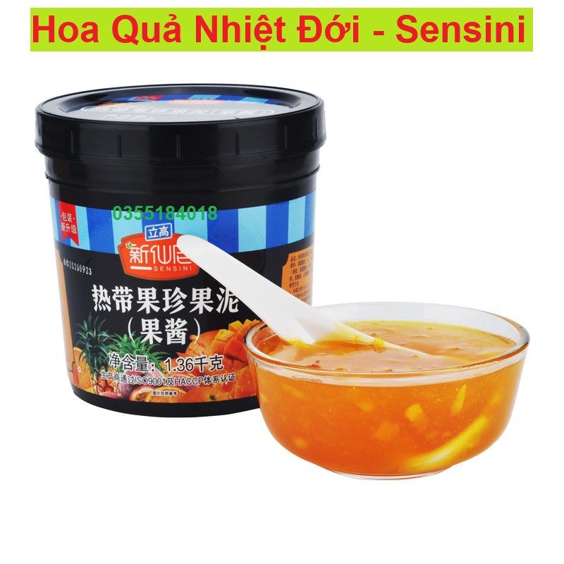 Mứt Hoa Quả Nhiệt Đới Sensini Pha chế trà sữa - Trà hoa quả hộp 1.36kG