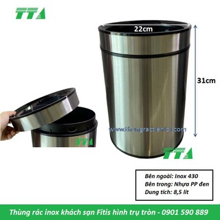 Thùng rác inox Fitis hình trụ tròn - thùng rác khách sạn CHS1-901