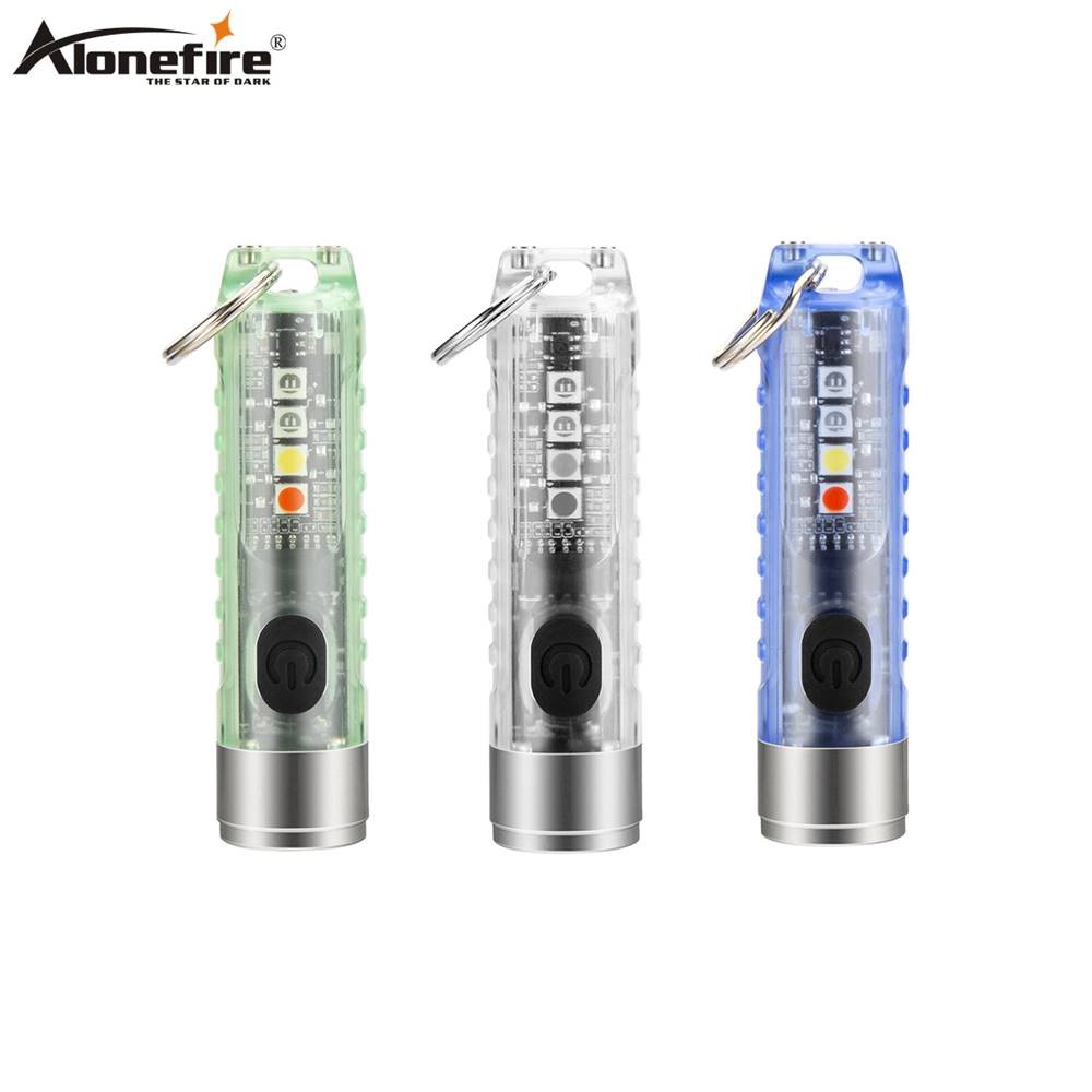 Móc khóa đèn pin Alonefire S11 SST20 UV chống thấm nước sạc USB tiện dụng