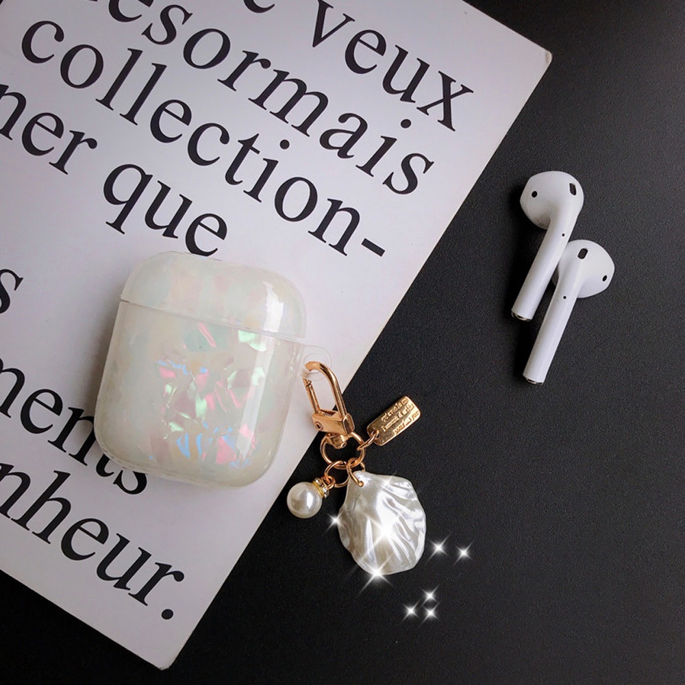 Vỏ case xà cừ móc ngọc bảo vệ bao đựng tai nghe for airpods 1 2 /PRO - Ốp airpods chống va đập xà cừ sang chảnh