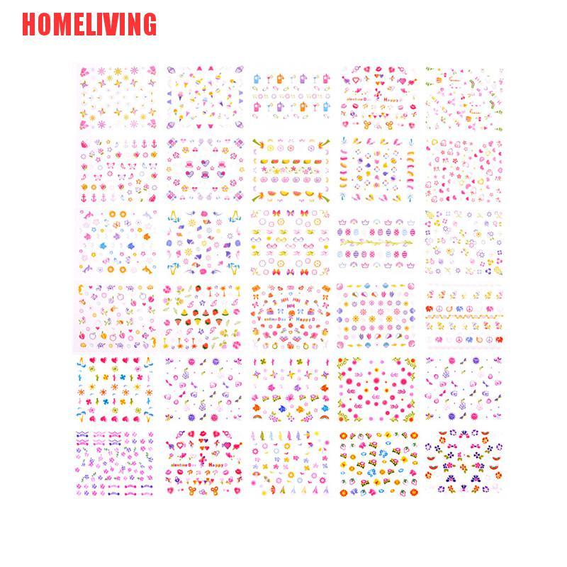 Set 5 Tấm Sticker Hoạt Hình Dán Trang Trí Móng Tay An Toàn Thời Trang Cho Bé DIY