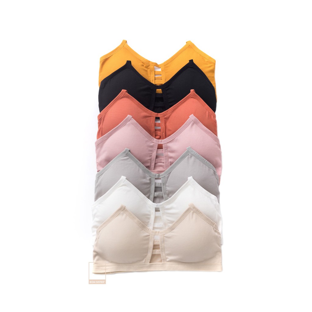 Áo lót thể thao không gọng mút mỏng màu trơn mút tháo rời được nâng ngực tự nhiên BOM SISTER BR4006 | BigBuy360 - bigbuy360.vn