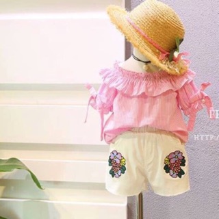 Áo bé gái bèo tay buộc nơ chất thô