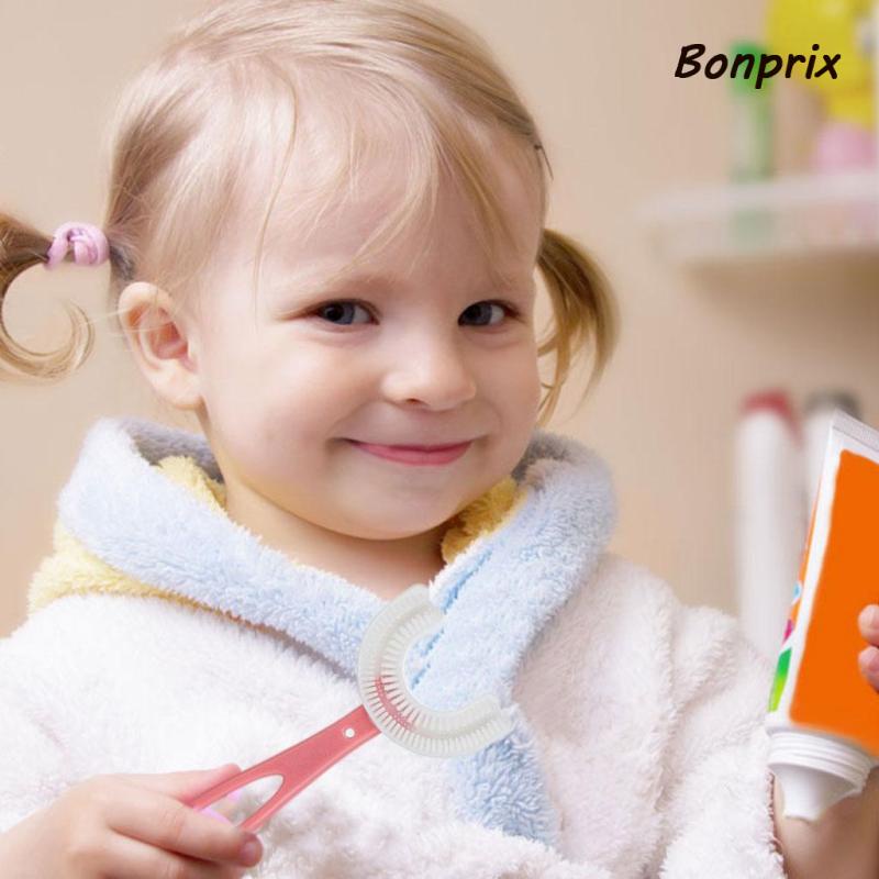 [Hàng mới về] Bàn chải đánh răng cầm tay hình chữ U tiện lợi cho bé từ 2-6 tuổi