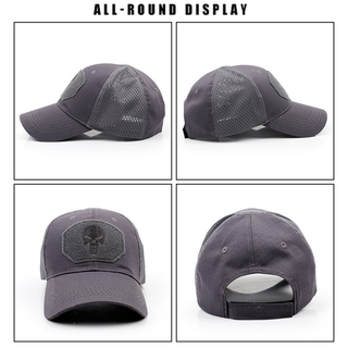 Baseball Cap Operators Hat Airsoft Camo Camouflage Cap w Punisher Patch