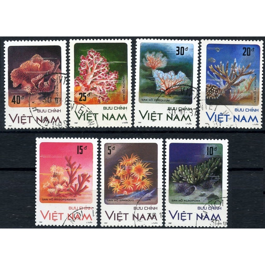 Tem sưu tập MS 525 Tem CTO Việt Nam San hô 1987 ( 7 tem )