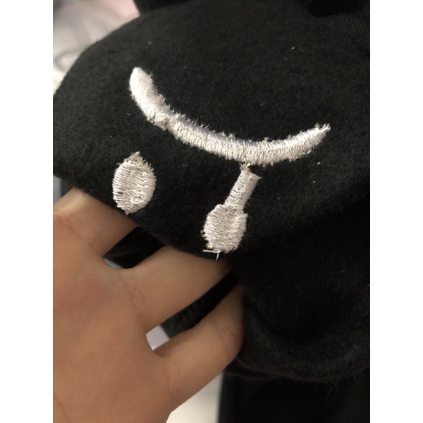 Hodie saidboiz signature zipper(mũ hai lớp thêu logo tay ngực) local brand basic sadboy sad cry unisex BLACK cotton