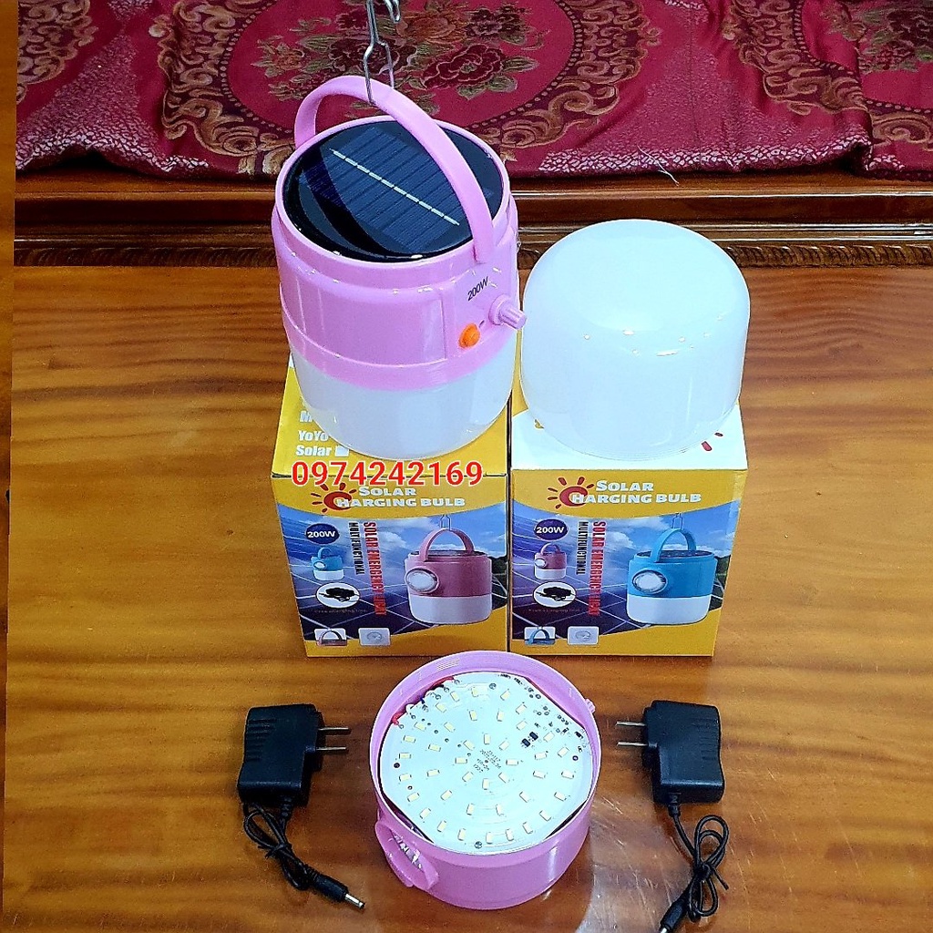 BÓNG ĐÈN SẠC TÍCH ĐIỆN NĂNG LƯỢNG MẶT TRỜI 200W CÓ MÓC TREO
