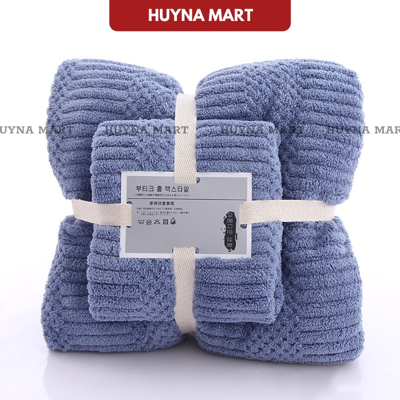 Set 2 Khăn Tắm Lông Cừu Xuất Hàn Cỡ Lớn Siêu Mềm Mịn Thấm Hút Nước Mới HUYNA MART NT09