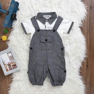Set áo cộc quần yếm bé trai