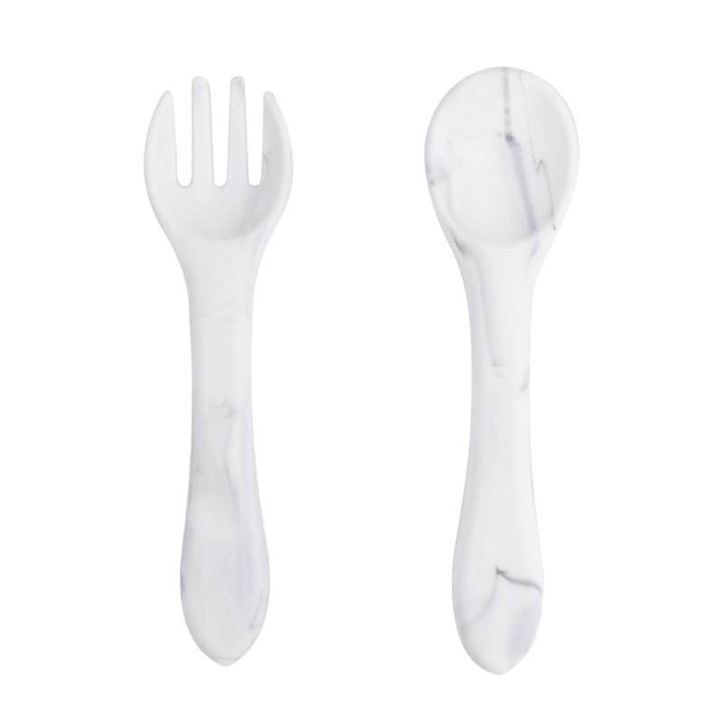 Bộ 2 muỗng nĩa bằng silicon mềm cho bé tập ăn