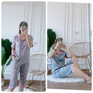 Bộ ngủ lụa quần ngố chỉ còn HỒNG